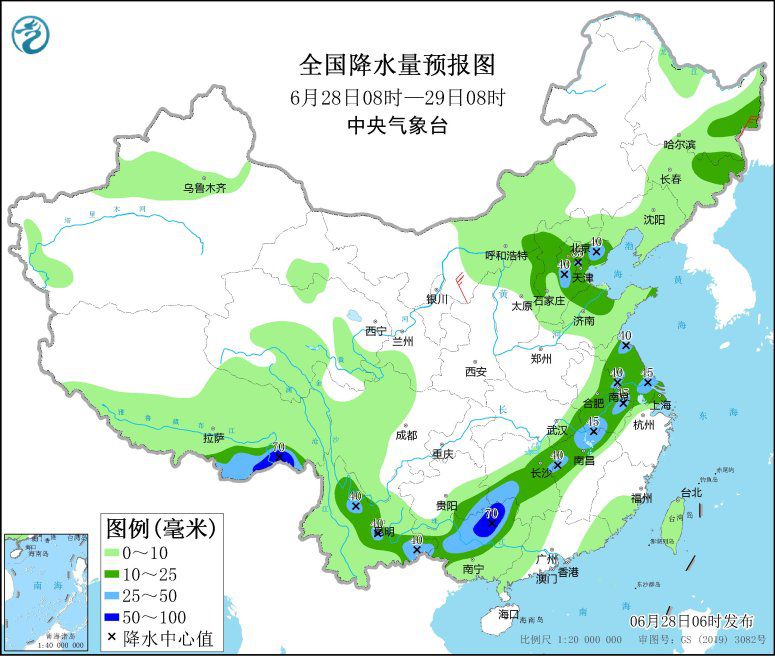 江南華南等地有較強降水 部分地區伴有雷暴大風或冰雹