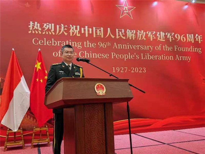 圖為徐勝武官致辭。中國駐印度尼西亞使館供圖