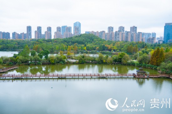 秋日時(shí)節(jié)，觀山湖公園景色美不勝收。人民網(wǎng) 陽茜攝